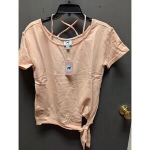 SOUTHERN GIRL PREP light Peach NEW sweatshirt short sleeve tie front crassback